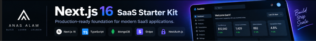 Next.js 16 SaaS Starter Kit - Full-Stack Auth, MongoDB & Stripe